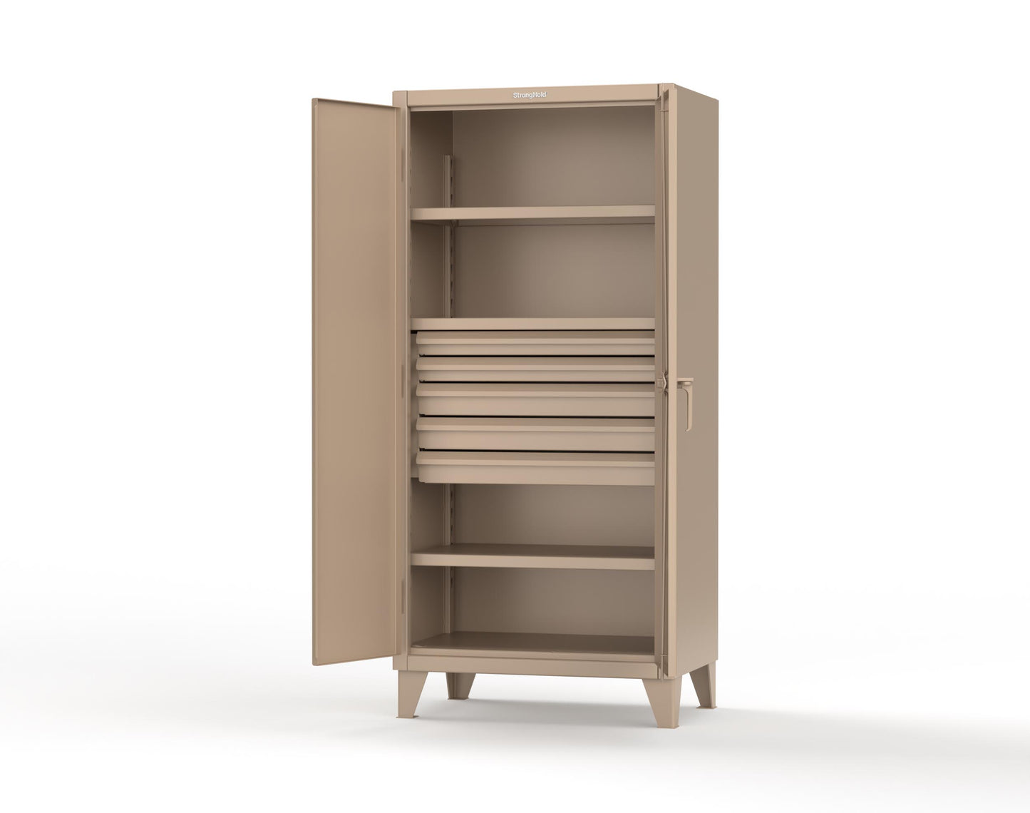 Extreme Duty 12 GA Cabinet with 5 Drawers, 3 Shelves - 36 In. W x 24 In. D x 78 In. H - 36-243-5DB-1019
