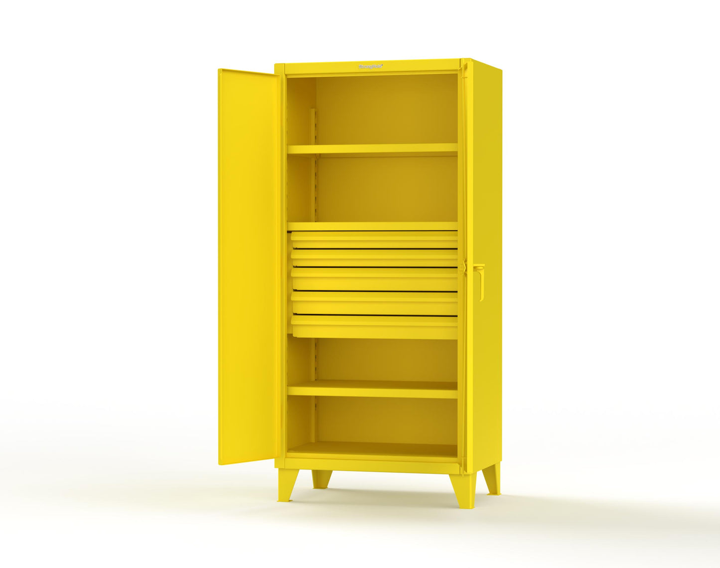 Extreme Duty 12 GA Cabinet with 5 Drawers, 3 Shelves - 36 In. W x 24 In. D x 78 In. H - 36-243-5DB-1021