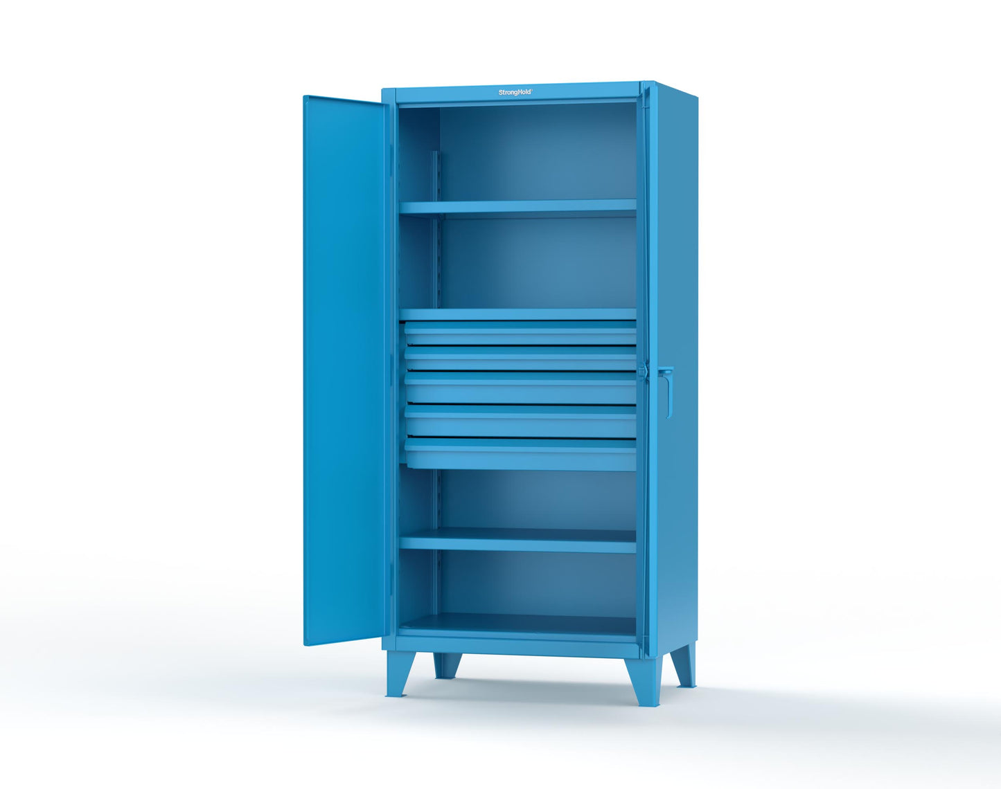 Extreme Duty 12 GA Cabinet with 5 Drawers, 3 Shelves - 36 In. W x 24 In. D x 78 In. H - 36-243-5DB-5012