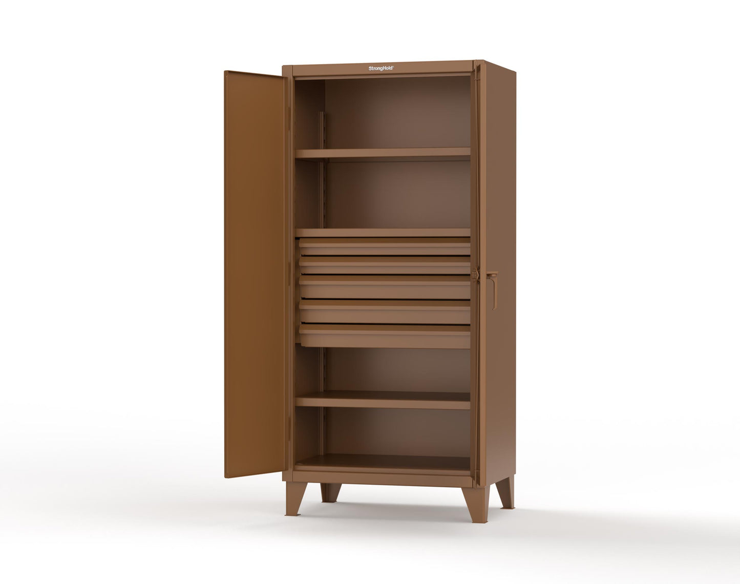 Extreme Duty 12 GA Cabinet with 5 Drawers, 3 Shelves - 36 In. W x 24 In. D x 78 In. H - 36-243-5DB-8008