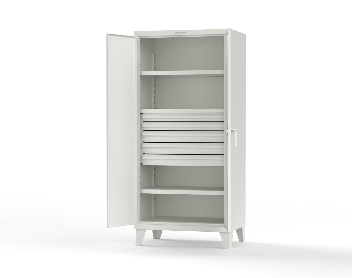 Extreme Duty 12 GA Cabinet with 5 Drawers, 3 Shelves - 36 In. W x 24 In. D x 78 In. H - 36-243-5DB-9003