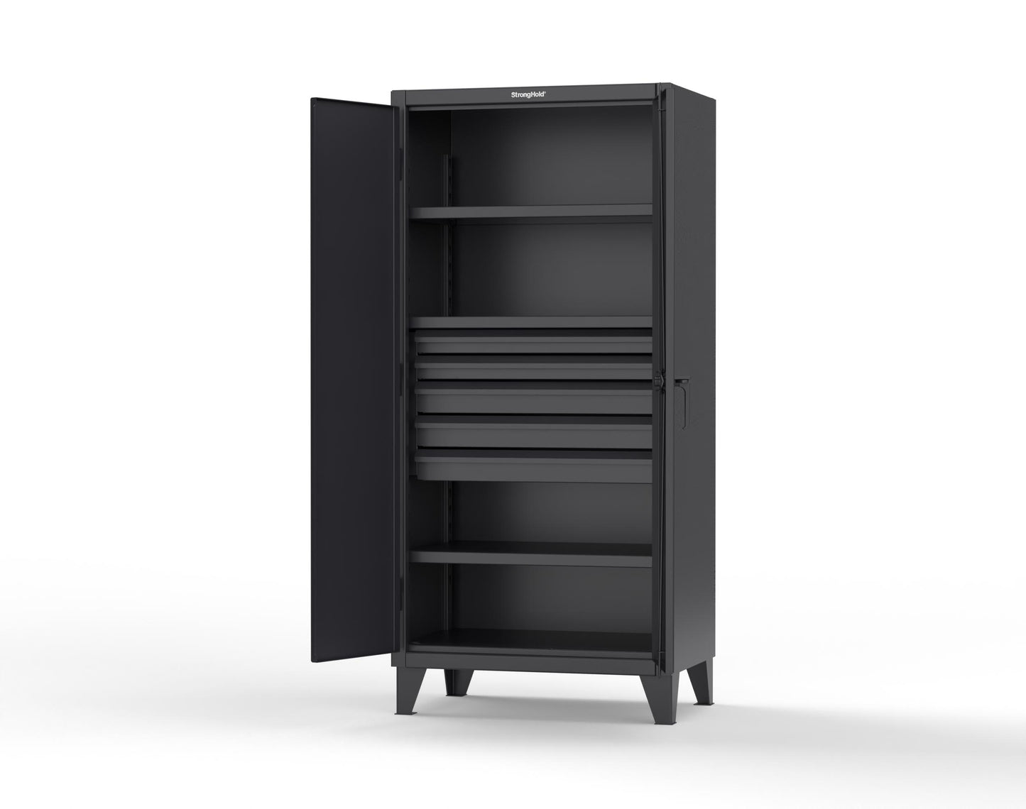 Extreme Duty 12 GA Cabinet with 5 Drawers, 3 Shelves - 36 In. W x 24 In. D x 78 In. H - 36-243-5DB-9005