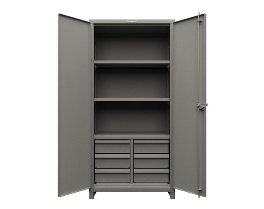 Extra Heavy Duty 14 GA Clear View Cabinet with 6 Half-Width Drawers, 3 Shelves - 36 In. W x 24 In. D x 75 In. H