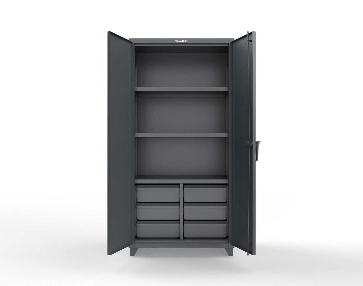 Extra Heavy Duty 14 GA Cabinet with 6 Half-Width Drawers, 3 Shelves - 36 In. W x 24 In. D x 75 In. H - 36-243-6/5DB-L-7024