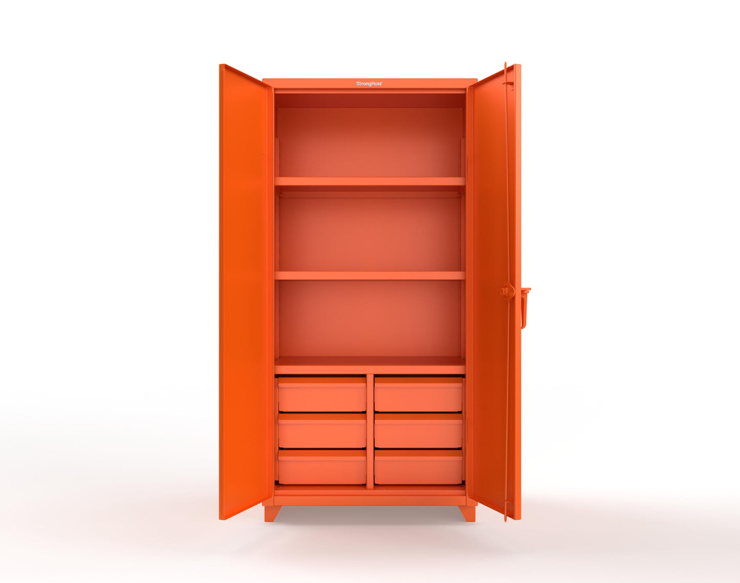 Extra Heavy Duty 14 GA Cabinet with 6 Half-Width Drawers, 3 Shelves - 36 In. W x 24 In. D x 75 In. H - 36-243-6/5DB-L-2009