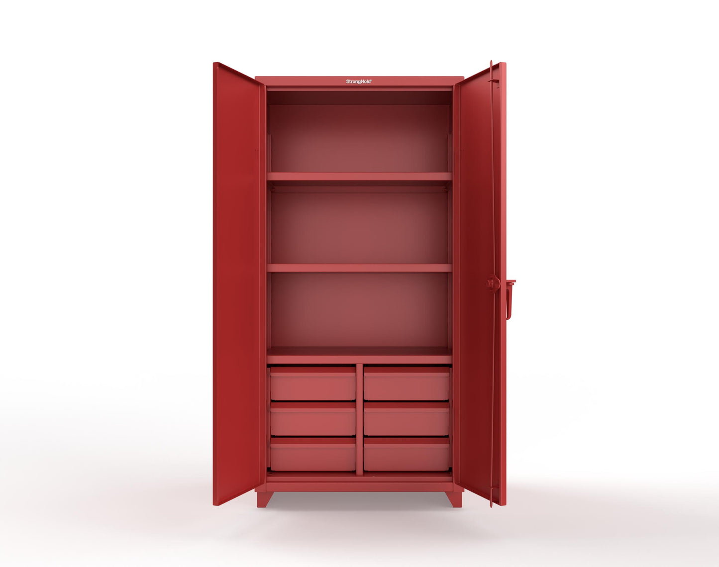 Extra Heavy Duty 14 GA Cabinet with 6 Half-Width Drawers, 3 Shelves - 36 In. W x 24 In. D x 75 In. H - 36-243-6/5DB-L-3001