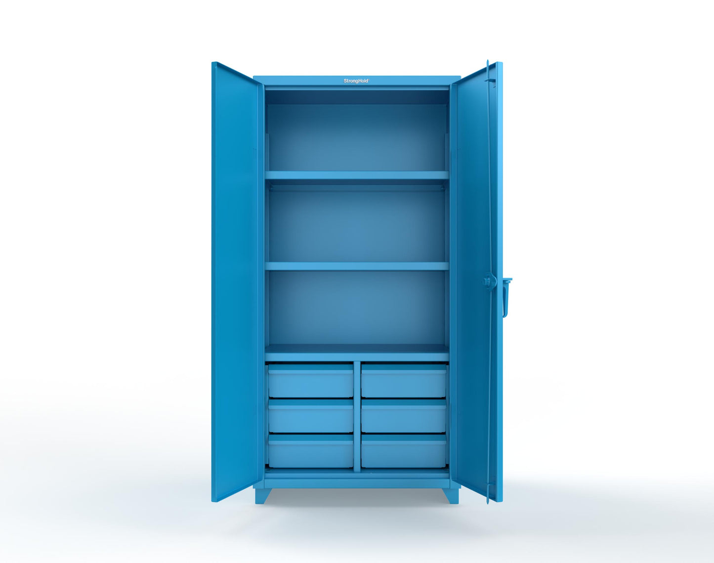 Extra Heavy Duty 14 GA Cabinet with 6 Half-Width Drawers, 3 Shelves - 36 In. W x 24 In. D x 75 In. H - 36-243-6/5DB-L-5012