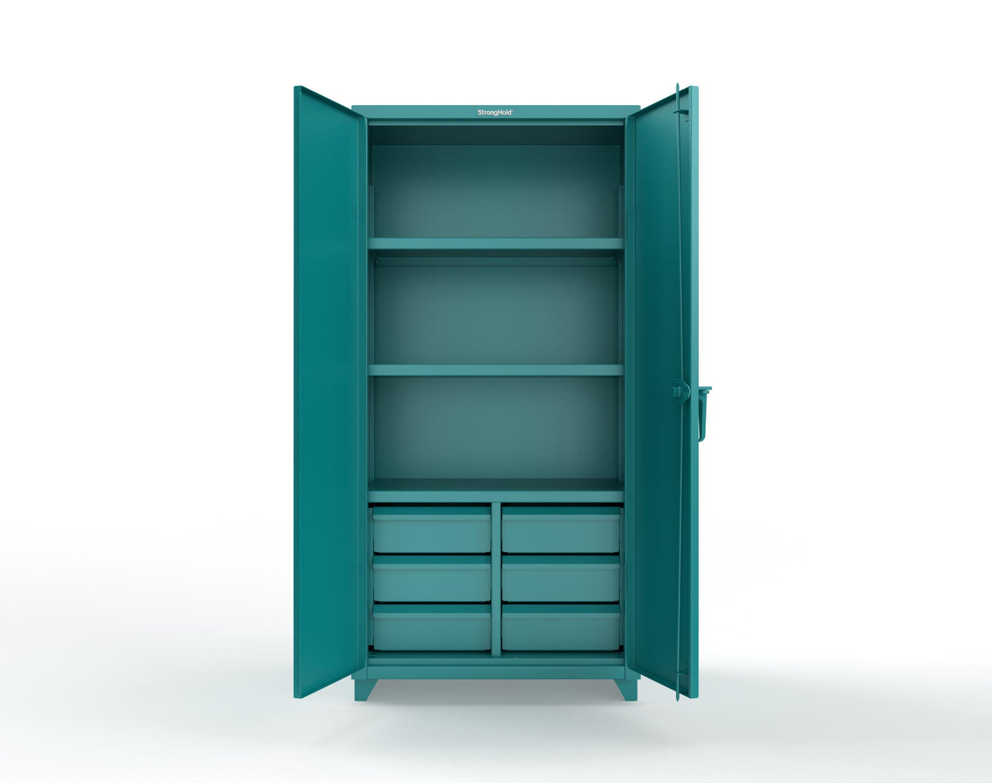 Extra Heavy Duty 14 GA Cabinet with 6 Half-Width Drawers, 3 Shelves - 36 In. W x 24 In. D x 75 In. H - 36-243-6/5DB-L-5021