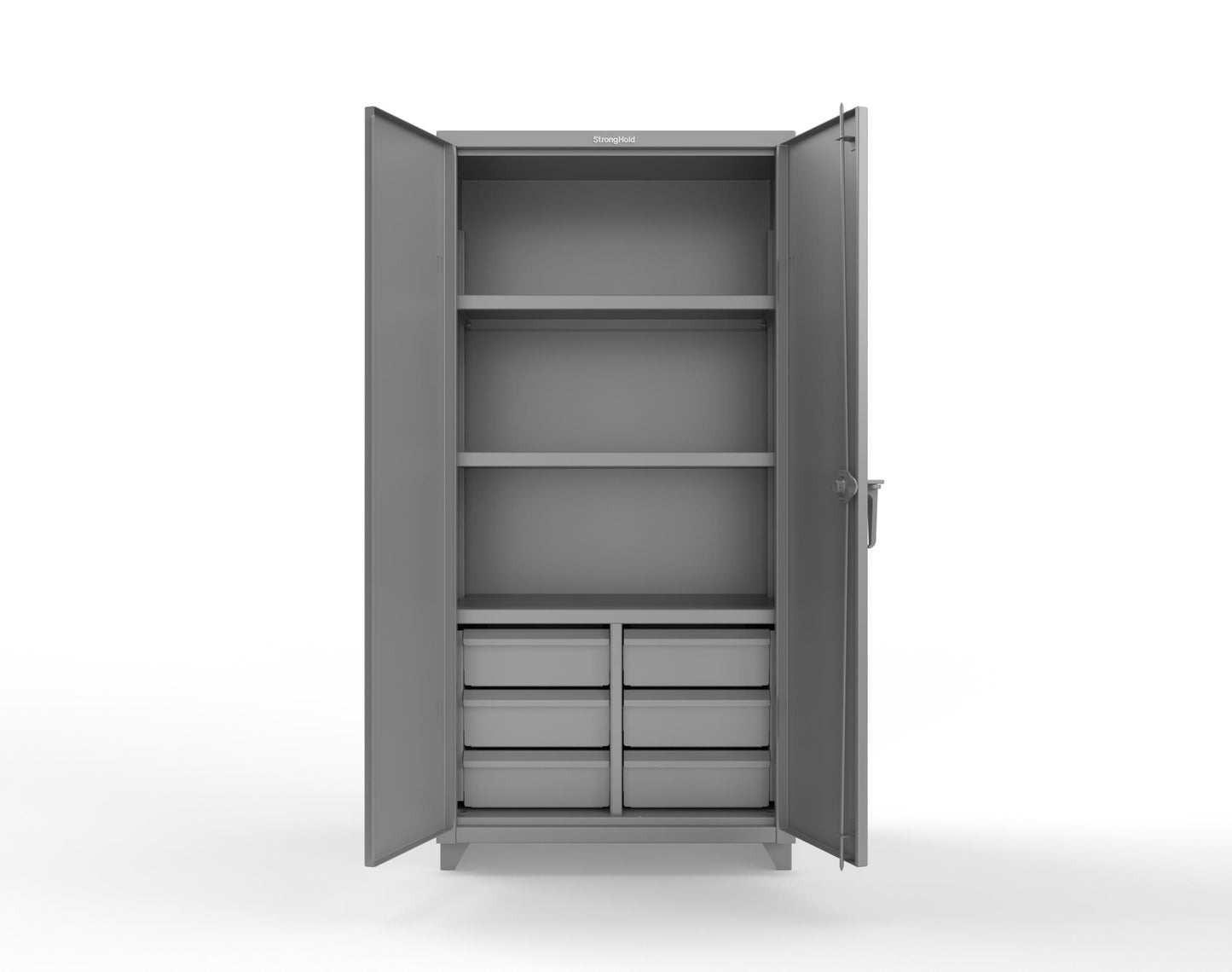Extra Heavy Duty 14 GA Cabinet with 6 Half-Width Drawers, 3 Shelves - 36 In. W x 24 In. D x 75 In. H - 36-243-6/5DB-L-7037