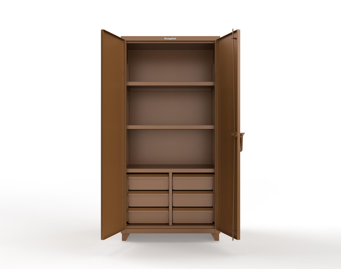 Extra Heavy Duty 14 GA Cabinet with 6 Half-Width Drawers, 3 Shelves - 36 In. W x 24 In. D x 75 In. H - 36-243-6/5DB-L-8008