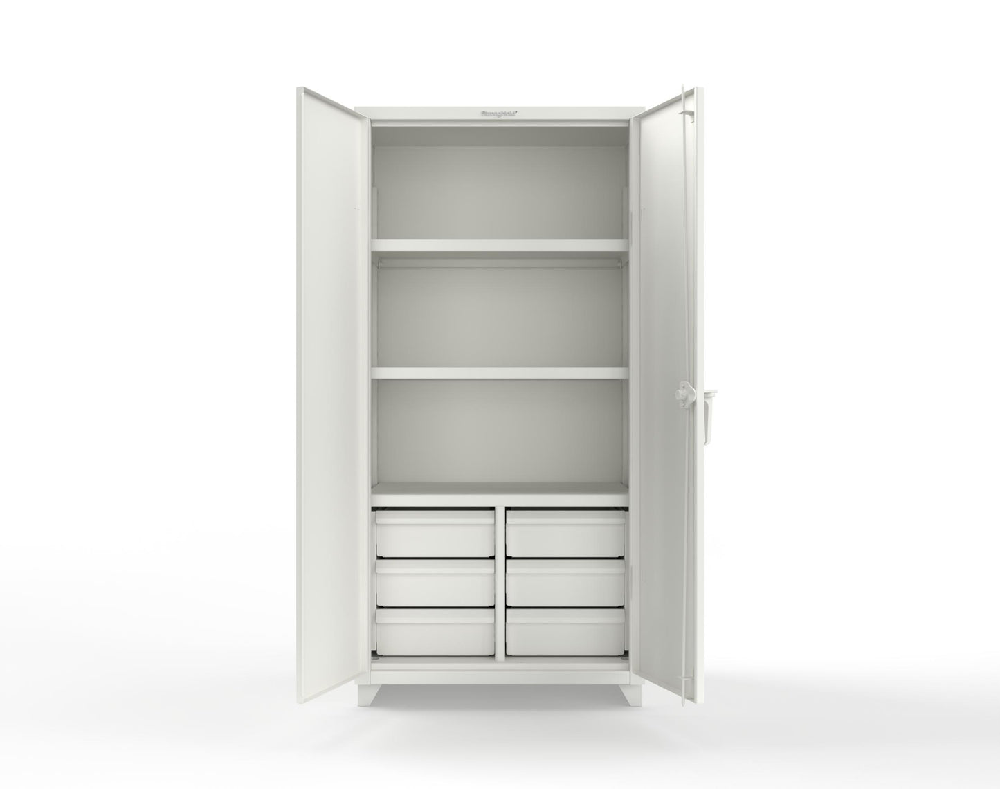 Extra Heavy Duty 14 GA Cabinet with 6 Half-Width Drawers, 3 Shelves - 36 In. W x 24 In. D x 75 In. H - 36-243-6/5DB-L-9003