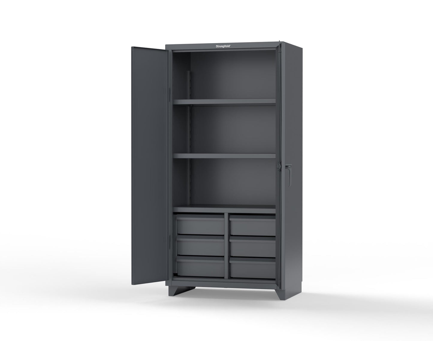 Extra Heavy Duty 14 GA Cabinet with 6 Half-Width Drawers, 3 Shelves - 36 In. W x 24 In. D x 75 In. H - 36-243-6/5DB-L-7024