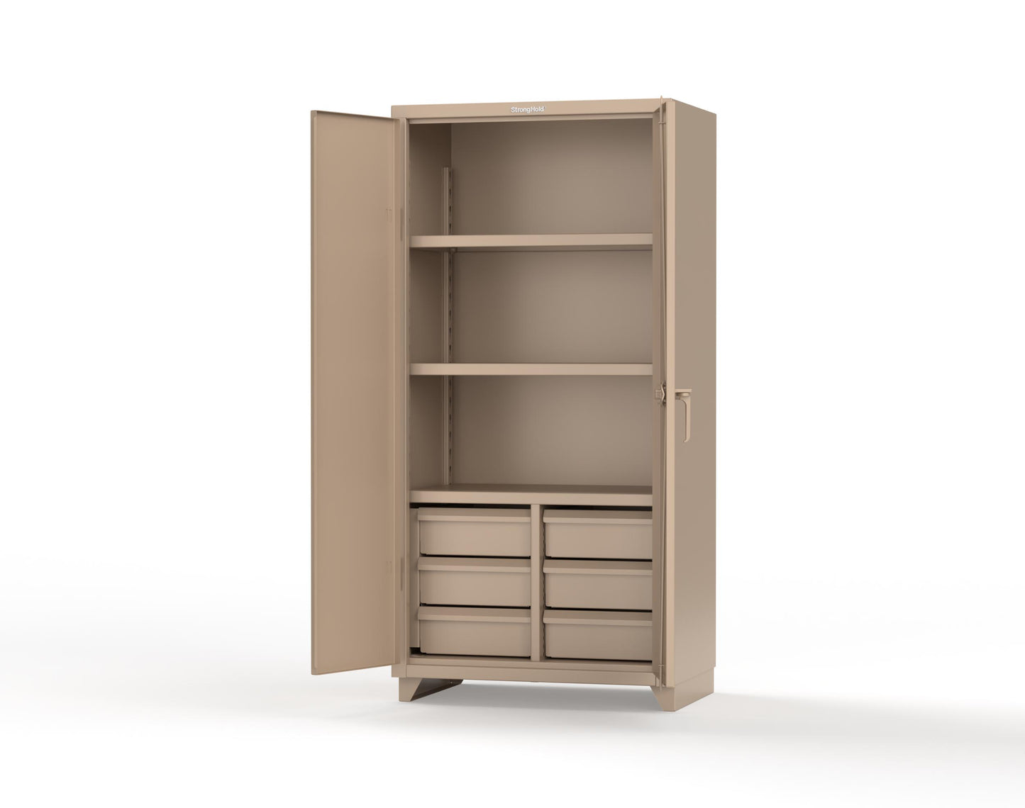Extra Heavy Duty 14 GA Cabinet with 6 Half-Width Drawers, 3 Shelves - 36 In. W x 24 In. D x 75 In. H - 36-243-6/5DB-L-1019
