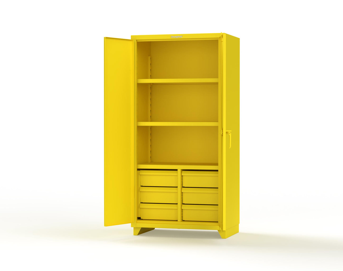 Extra Heavy Duty 14 GA Cabinet with 6 Half-Width Drawers, 3 Shelves - 36 In. W x 24 In. D x 75 In. H - 36-243-6/5DB-L-1021