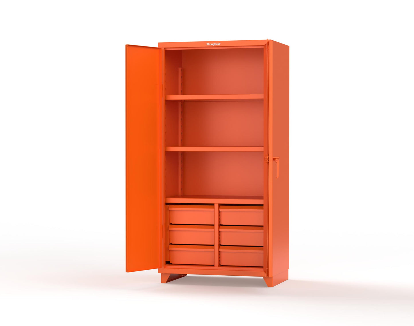 Extra Heavy Duty 14 GA Cabinet with 6 Half-Width Drawers, 3 Shelves - 36 In. W x 24 In. D x 75 In. H - 36-243-6/5DB-L-2009
