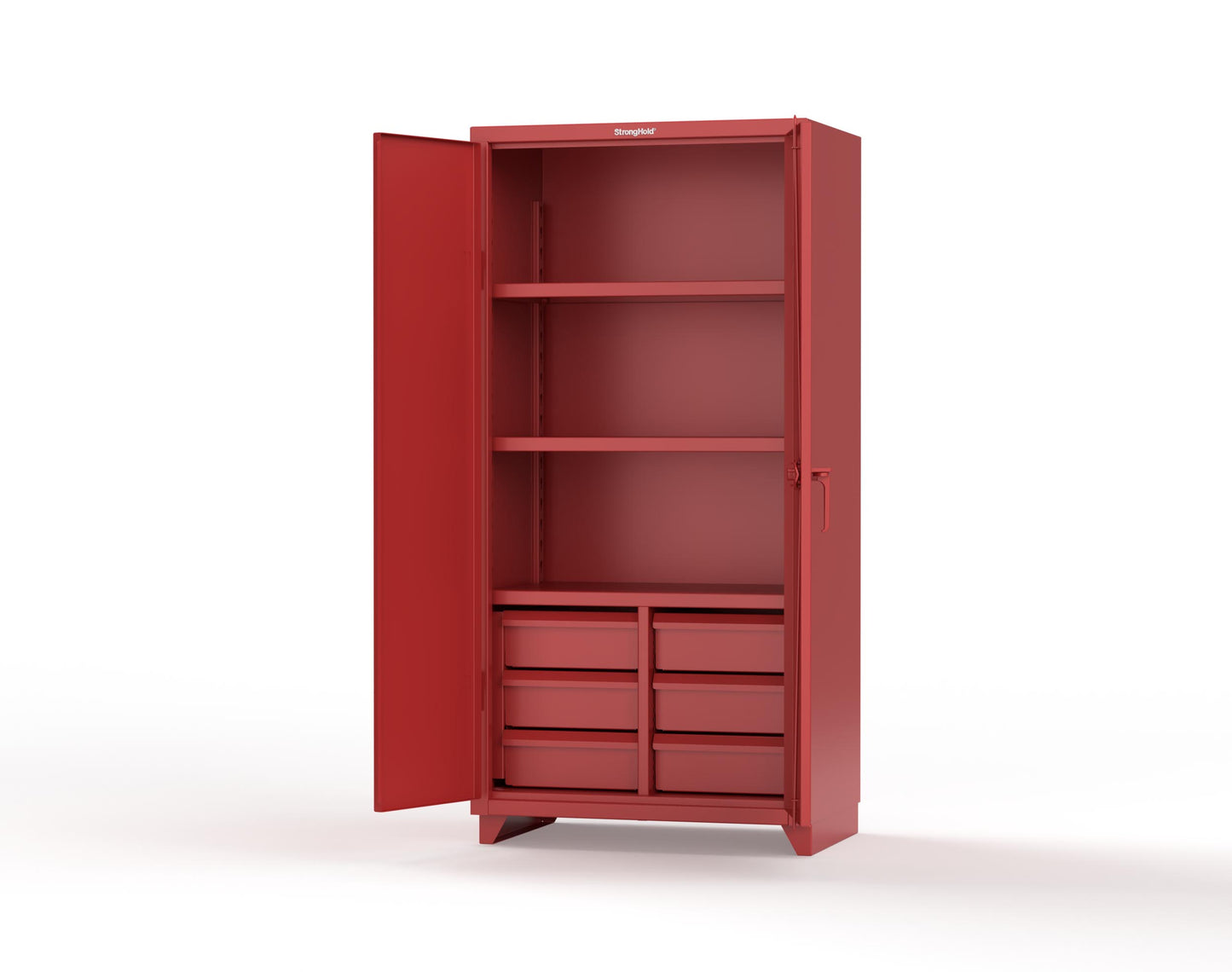Extra Heavy Duty 14 GA Cabinet with 6 Half-Width Drawers, 3 Shelves - 36 In. W x 24 In. D x 75 In. H - 36-243-6/5DB-L-3001