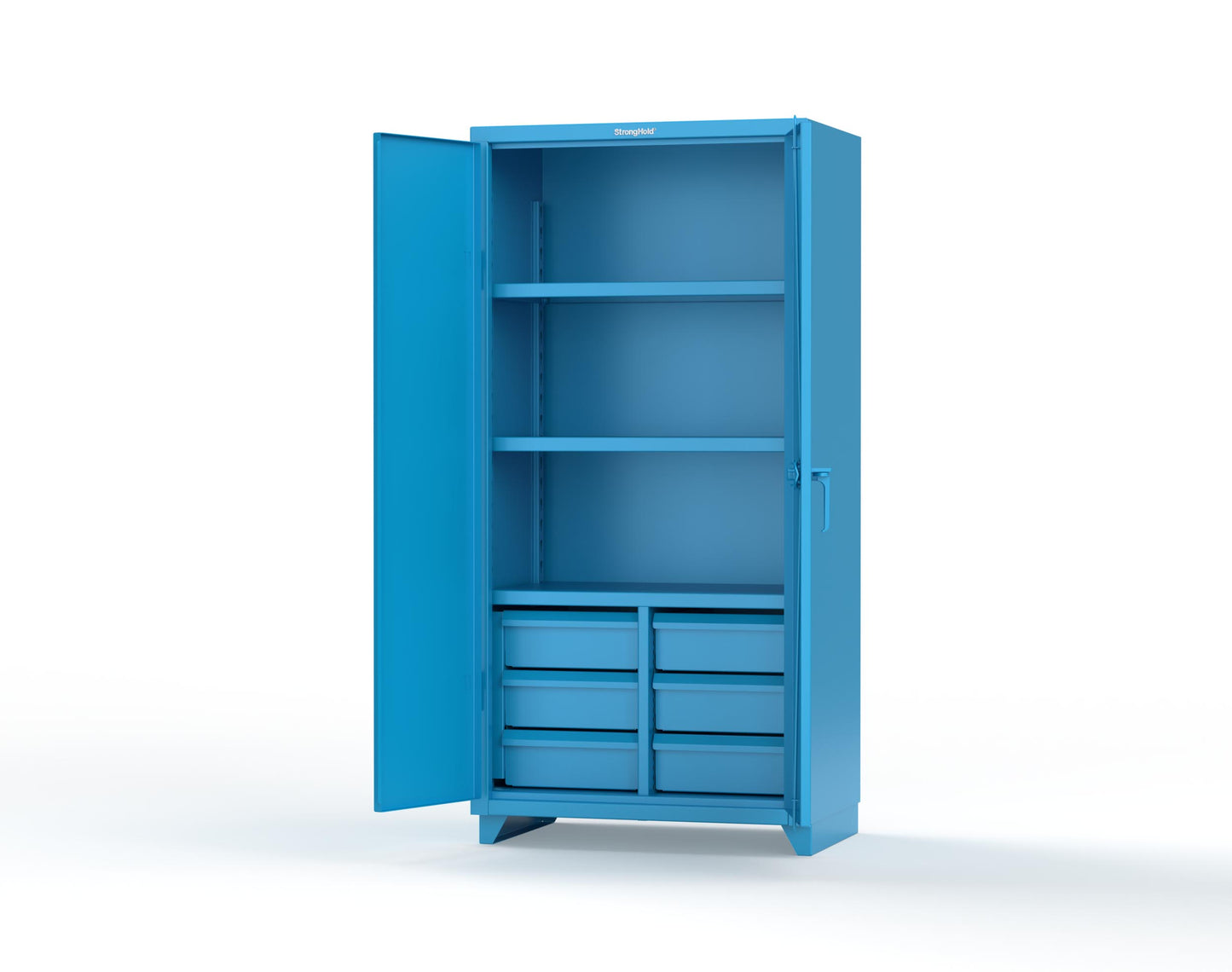 Extra Heavy Duty 14 GA Cabinet with 6 Half-Width Drawers, 3 Shelves - 36 In. W x 24 In. D x 75 In. H - 36-243-6/5DB-L-5012