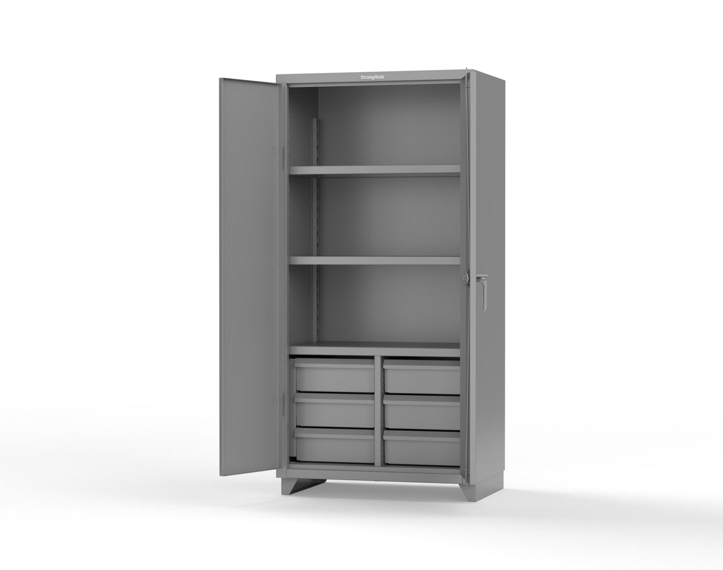 Extra Heavy Duty 14 GA Cabinet with 6 Half-Width Drawers, 3 Shelves - 36 In. W x 24 In. D x 75 In. H - 36-243-6/5DB-L-7037