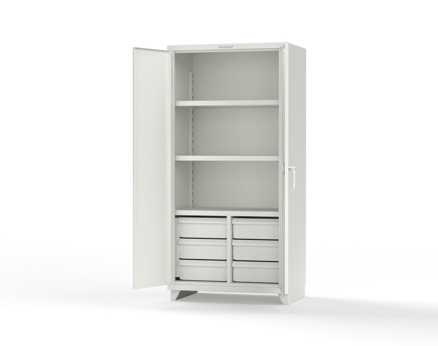 Extra Heavy Duty 14 GA Cabinet with 6 Half-Width Drawers, 3 Shelves - 36 In. W x 24 In. D x 75 In. H - 36-243-6/5DB-L-9003