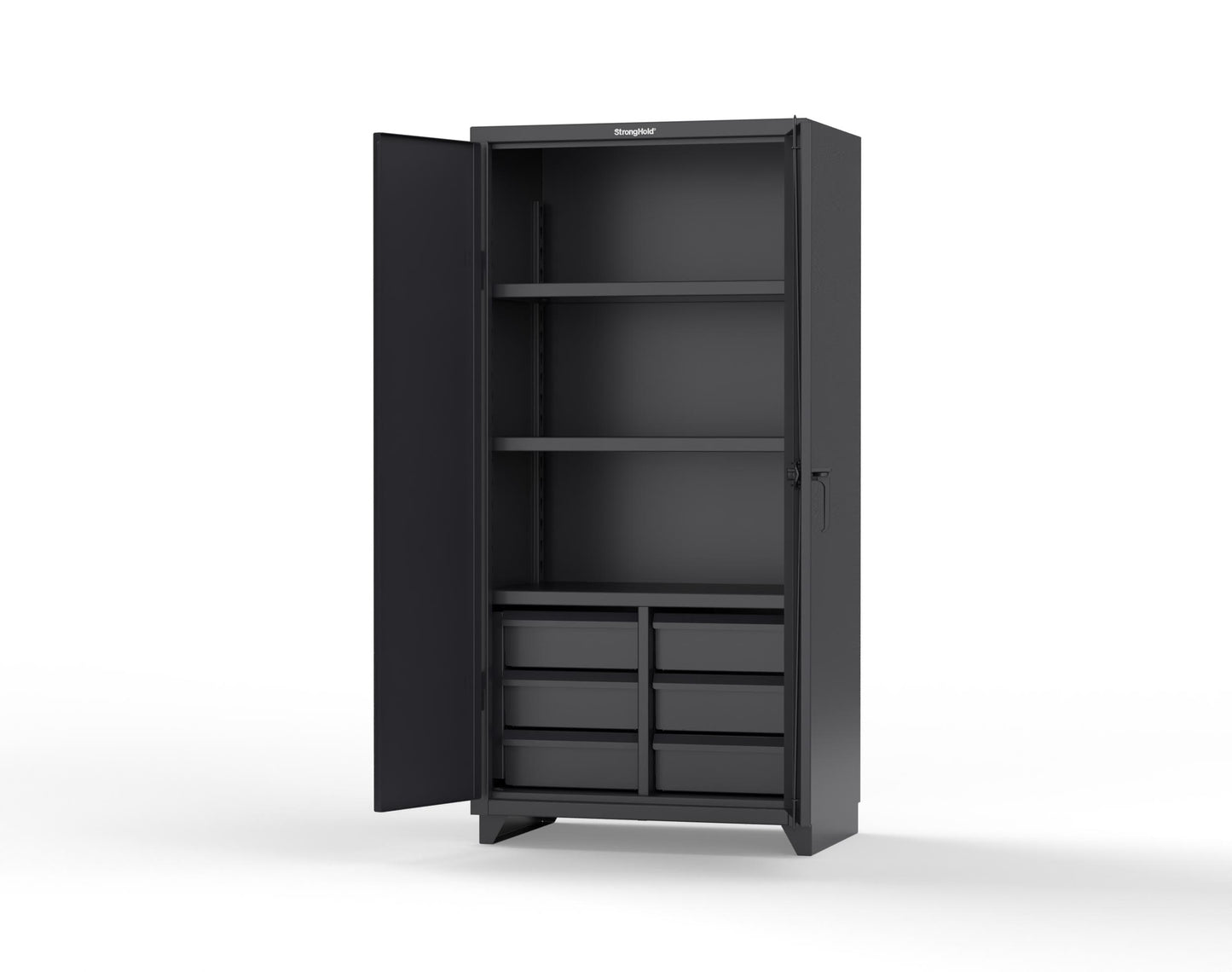 Extra Heavy Duty 14 GA Cabinet with 6 Half-Width Drawers, 3 Shelves - 36 In. W x 24 In. D x 75 In. H - 36-243-6/5DB-L-9005