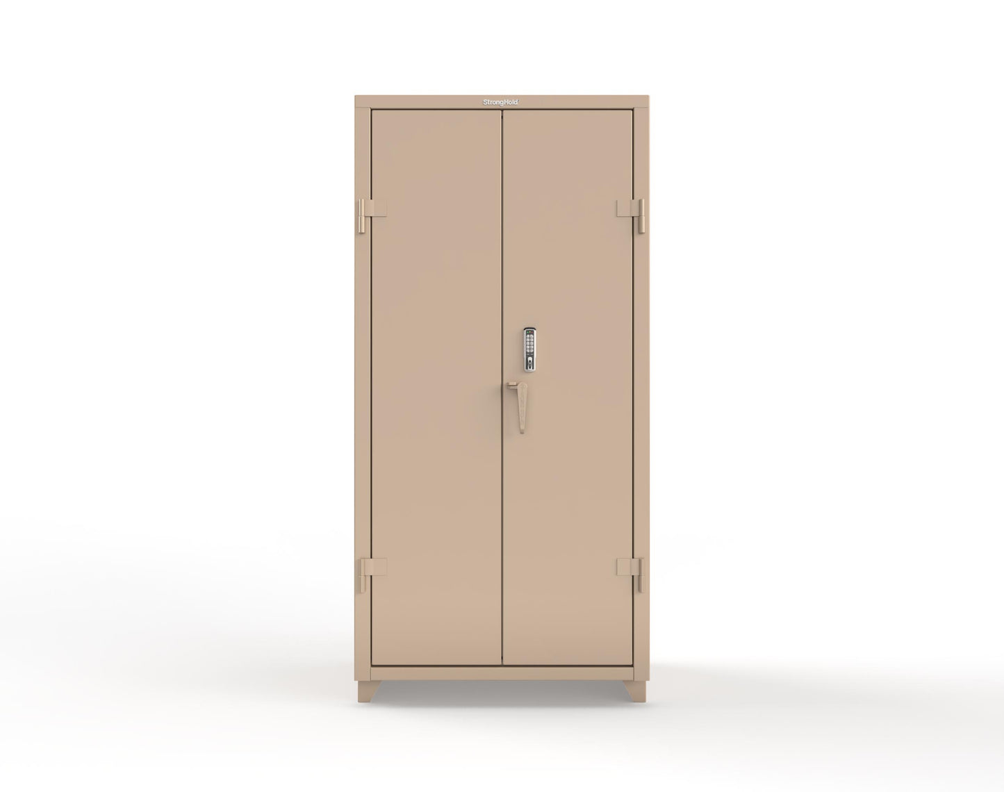 Extra Heavy Duty 14 GA Cabinet with 3 Shelves Secured by Keyless Entry Lock - 36 In. W x 24 In. D x 75 In. H - 36-243-EK-L-1019