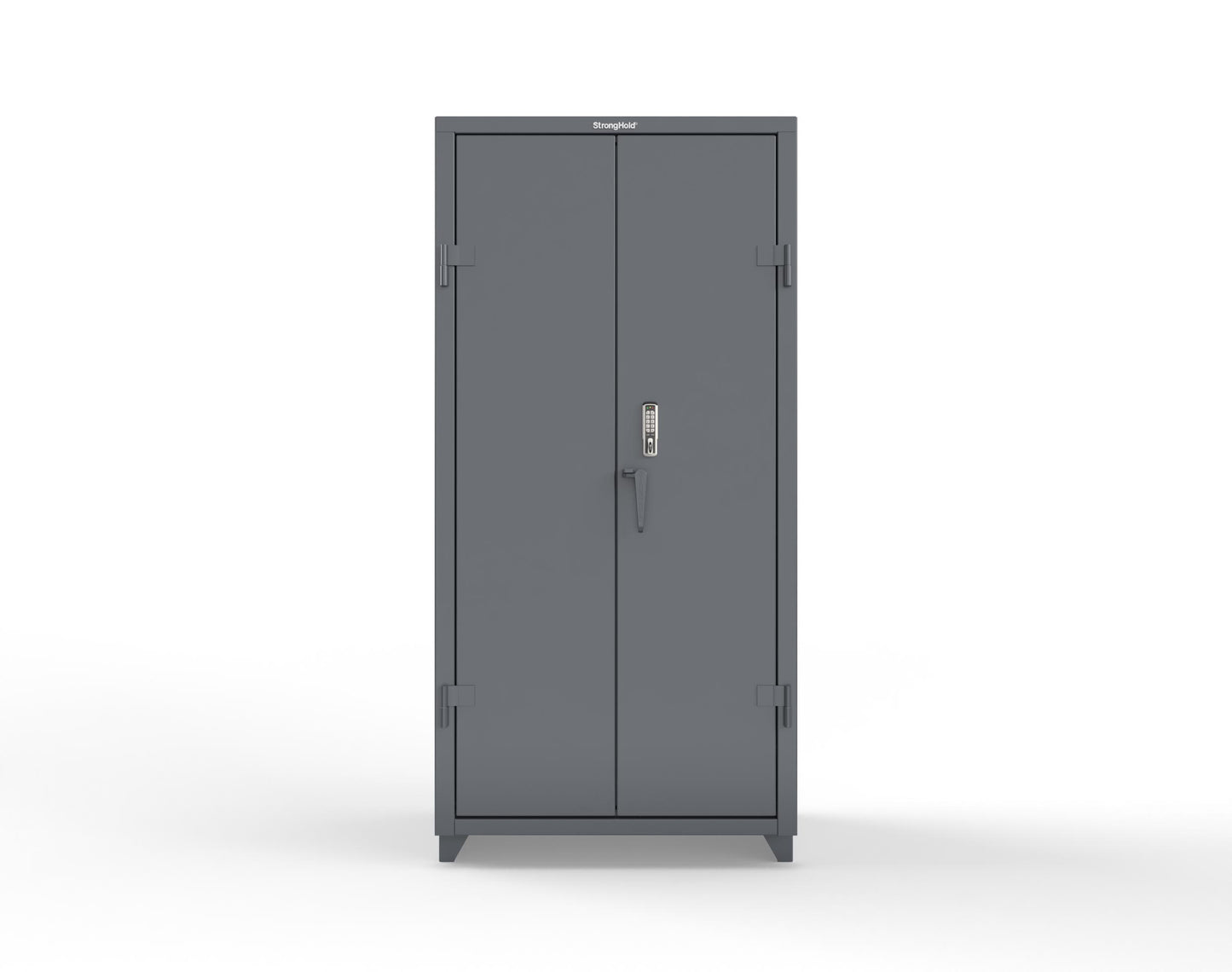 Extra Heavy Duty 14 GA Cabinet with 3 Shelves Secured by Keyless Entry Lock - 36 In. W x 24 In. D x 75 In. H - 36-243-EK-L-7024