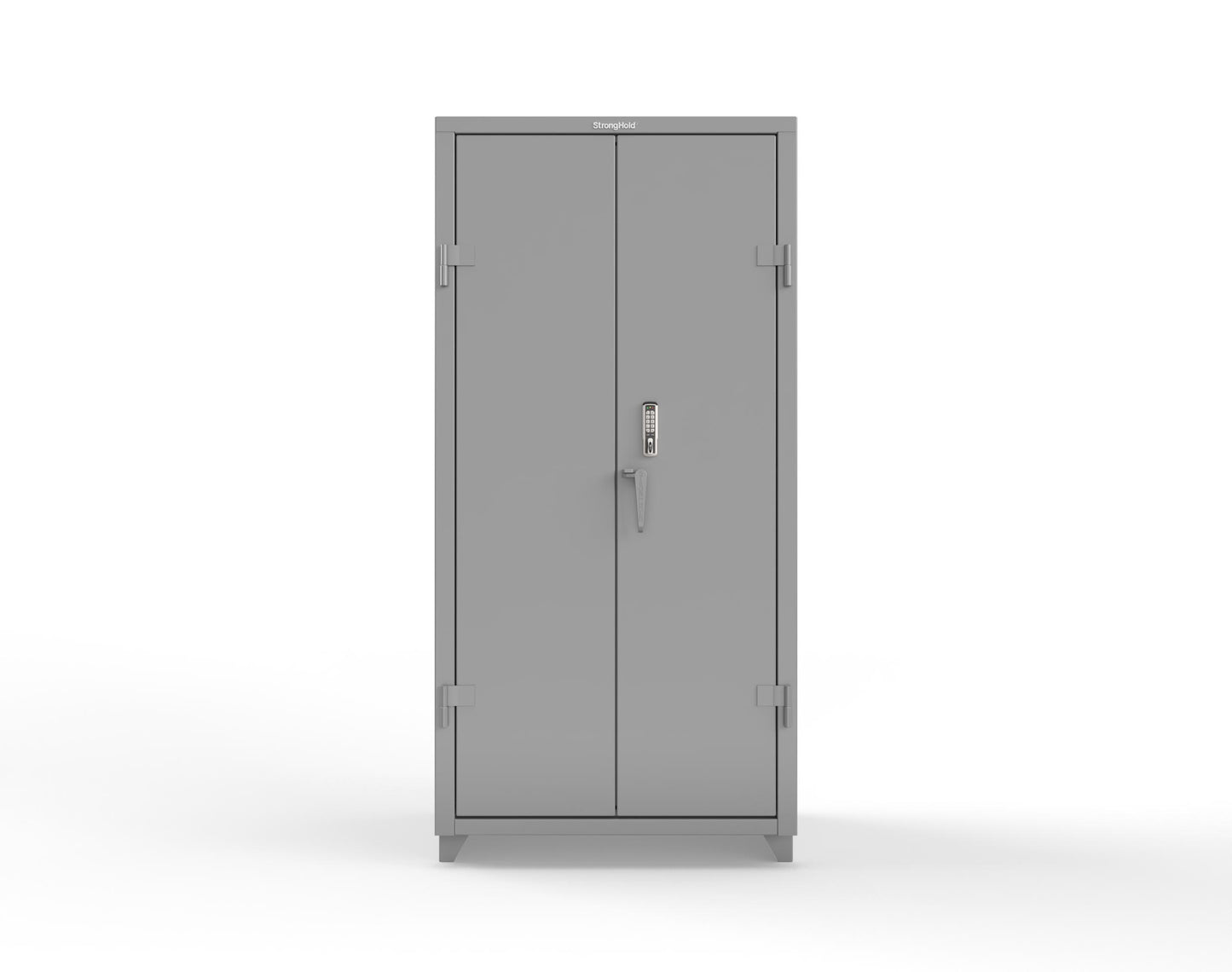 Extra Heavy Duty 14 GA Cabinet with 3 Shelves Secured by Keyless Entry Lock - 36 In. W x 24 In. D x 75 In. H - 36-243-EK-L-7037