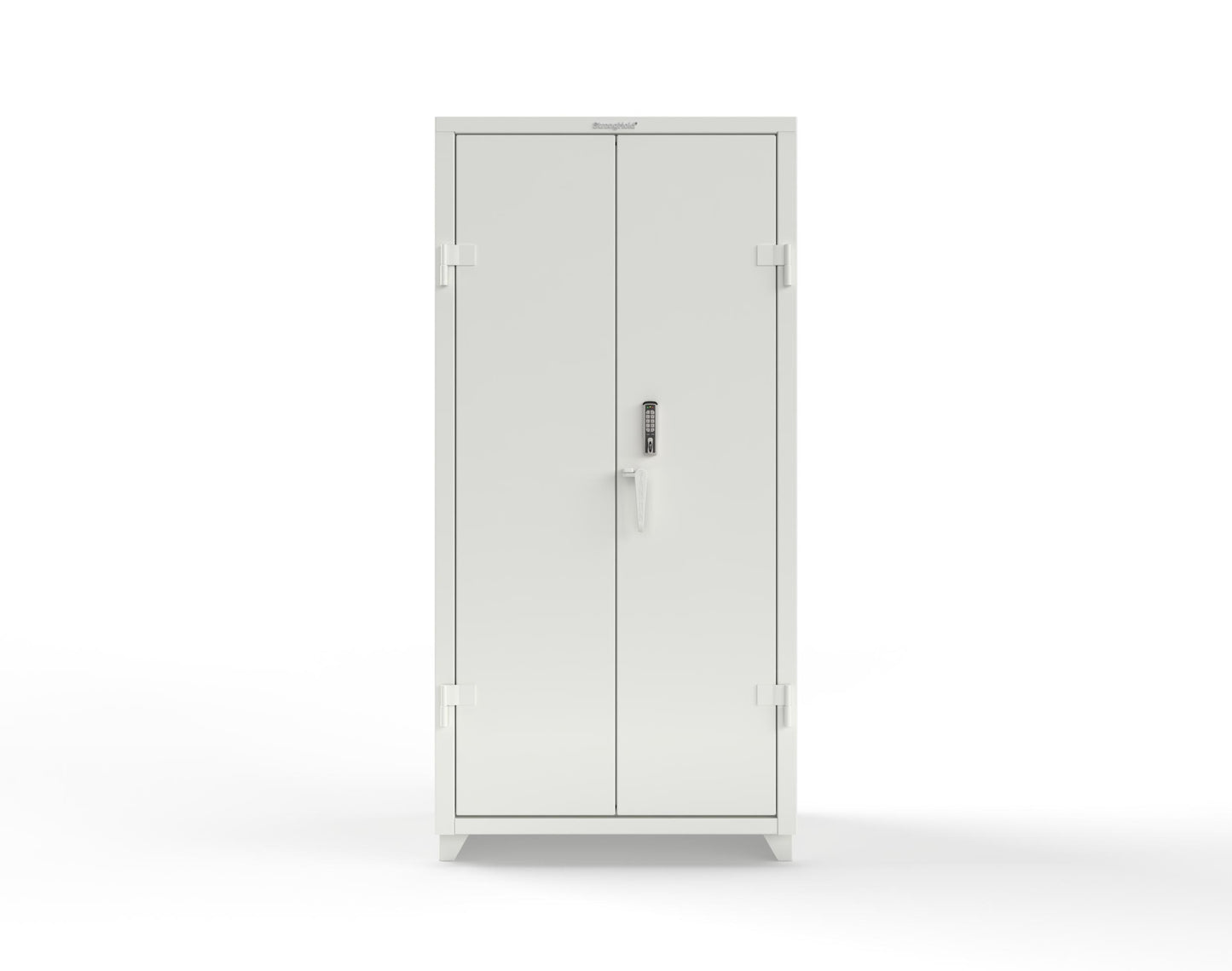 Extra Heavy Duty 14 GA Cabinet with 3 Shelves Secured by Keyless Entry Lock - 36 In. W x 24 In. D x 75 In. H - 36-243-EK-L-9003