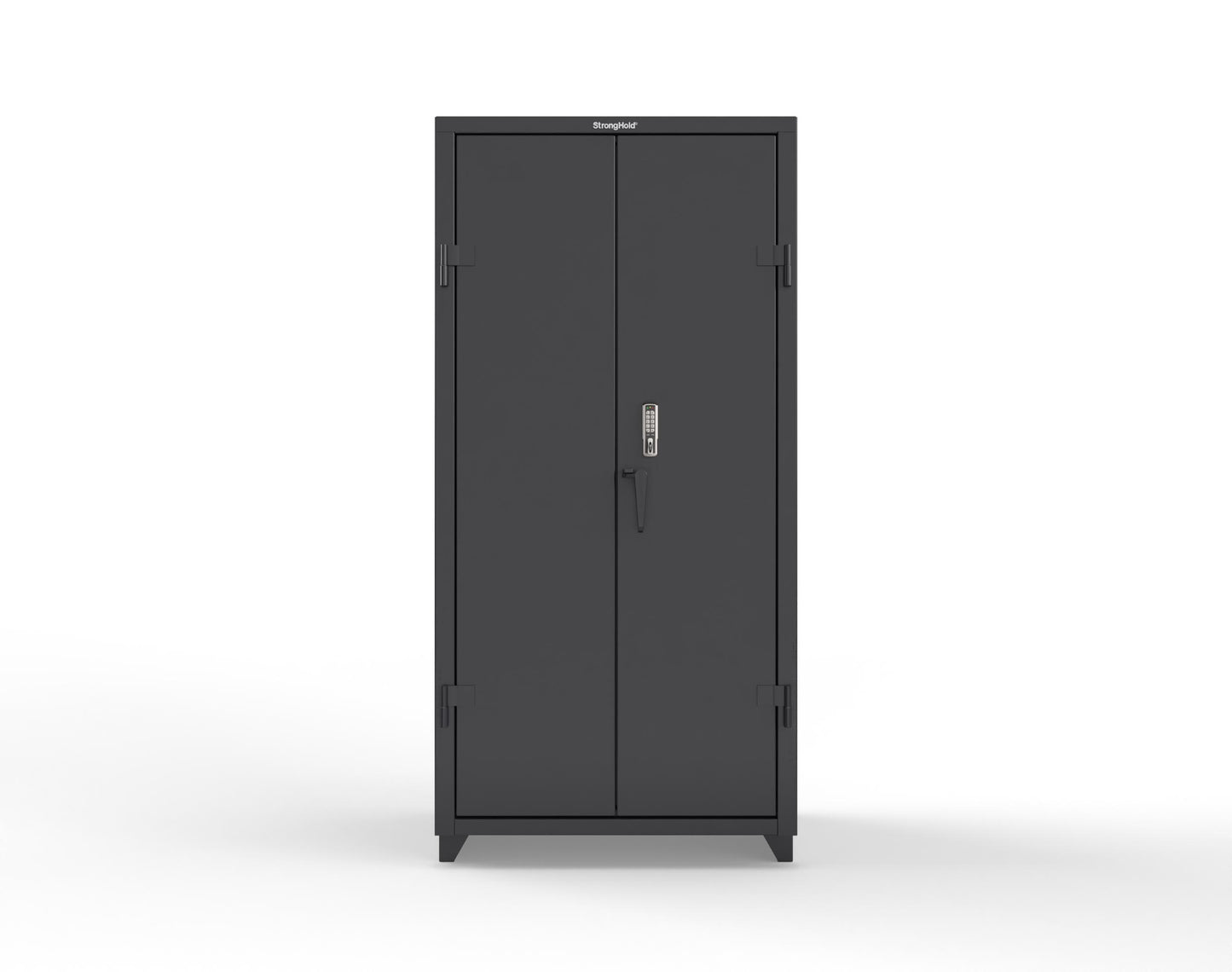 Extra Heavy Duty 14 GA Cabinet with 3 Shelves Secured by Keyless Entry Lock - 36 In. W x 24 In. D x 75 In. H - 36-243-EK-L-9005