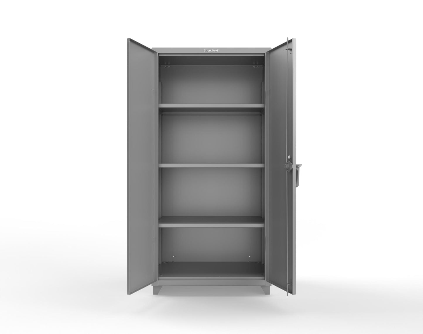 Extra Heavy Duty 14 GA Cabinet with 3 Shelves Secured by Keyless Entry Lock - 36 In. W x 24 In. D x 75 In. H - 36-243-EK-L-7037