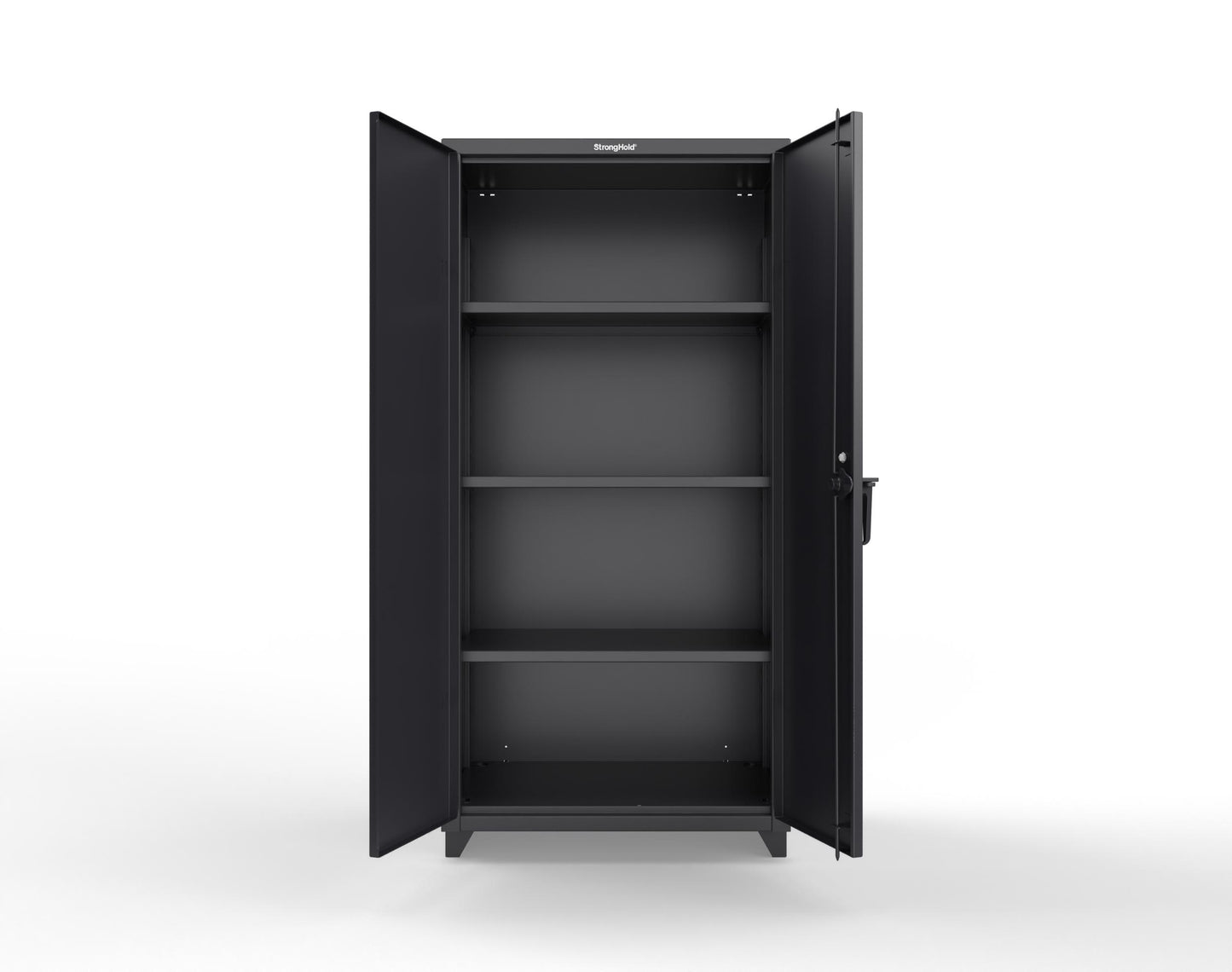 Extra Heavy Duty 14 GA Cabinet with 3 Shelves Secured by Keyless Entry Lock - 36 In. W x 24 In. D x 75 In. H - 36-243-EK-L-9005