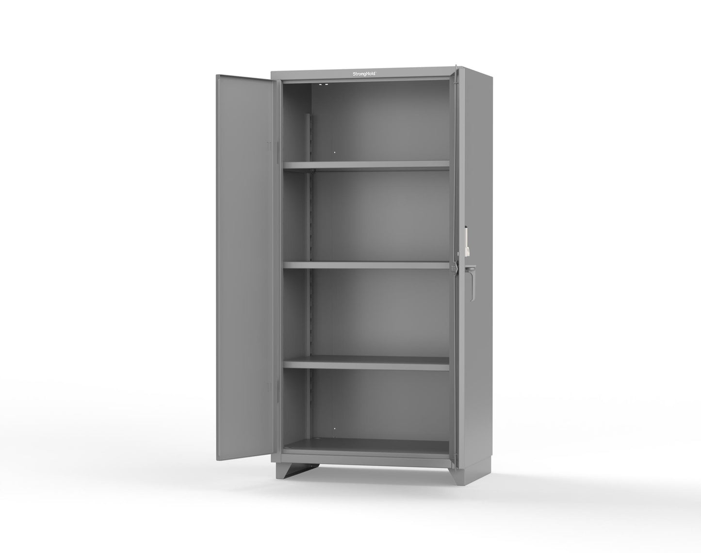 Extra Heavy Duty 14 GA Cabinet with 3 Shelves Secured by Keyless Entry Lock - 36 In. W x 24 In. D x 75 In. H - 36-243-EK-L-7037