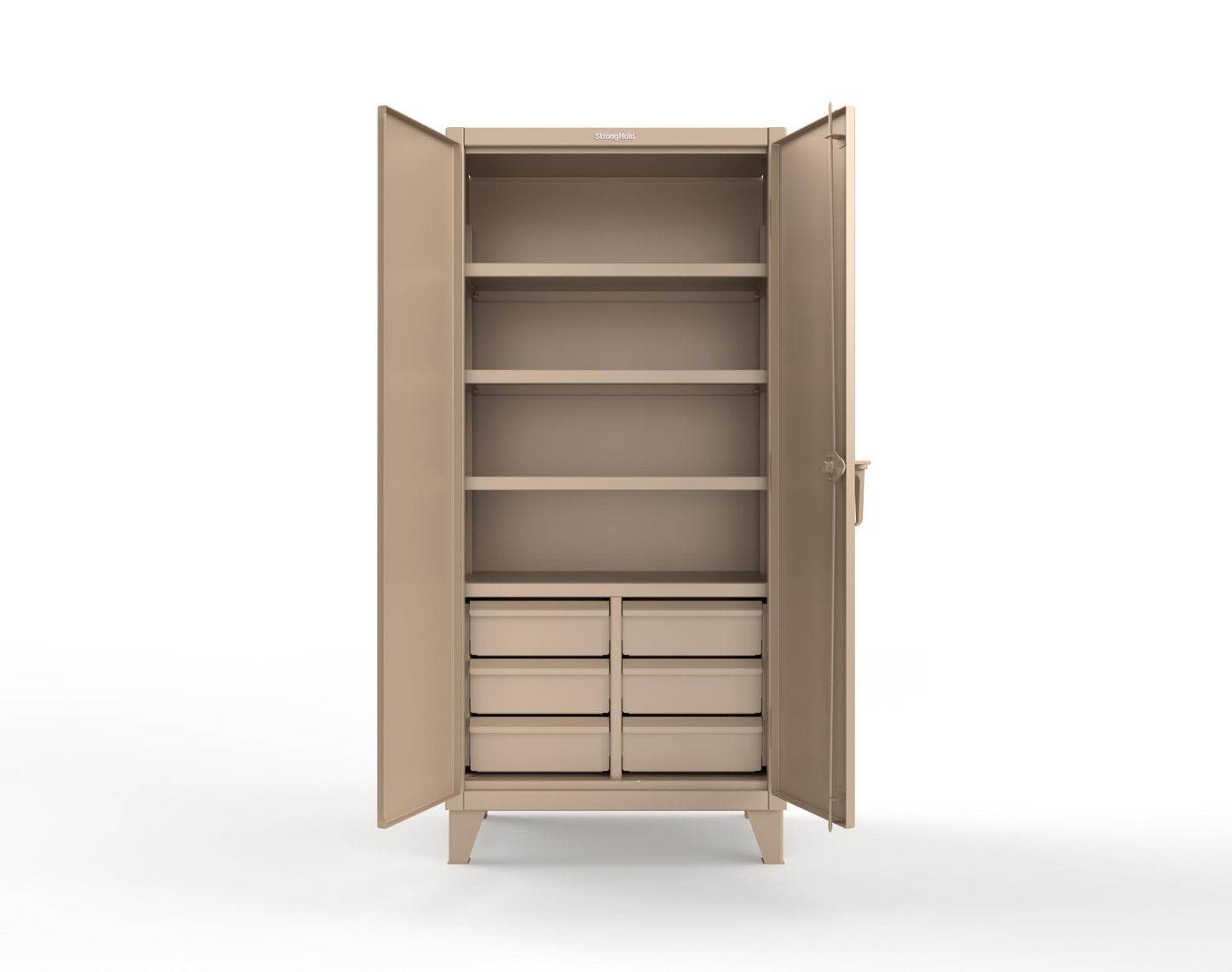 Extreme Duty 12 GA Cabinet with 6 Half-Width Drawers, 4 Shelves - 36 In. W x 24 In. D x 78 In. H - 36-244-6/5DB-1019