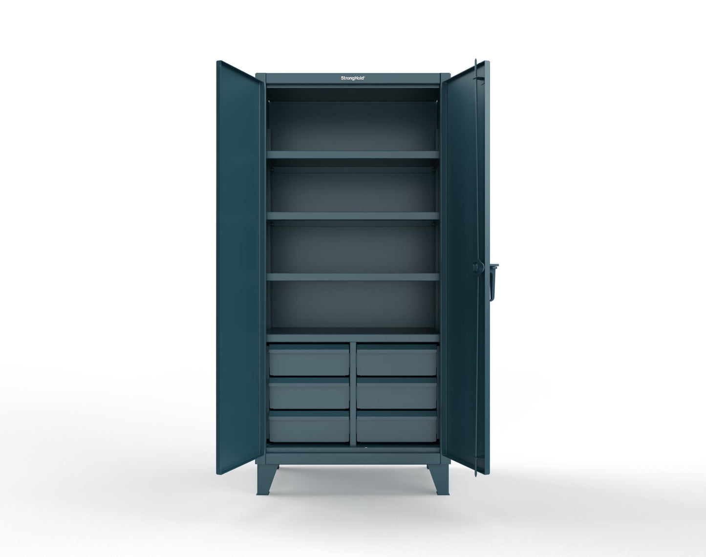 Extreme Duty 12 GA Cabinet with 6 Half-Width Drawers, 4 Shelves - 36 In. W x 24 In. D x 78 In. H - 36-244-6/5DB-5001