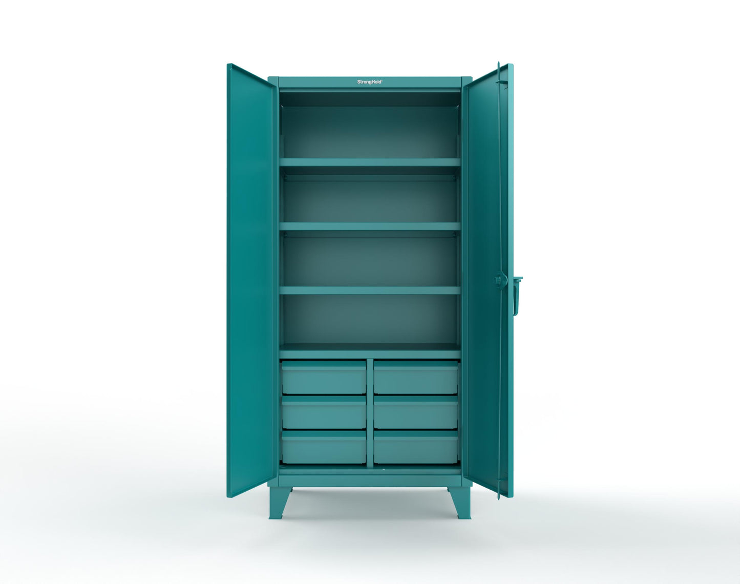 Extreme Duty 12 GA Cabinet with 6 Half-Width Drawers, 4 Shelves - 36 In. W x 24 In. D x 78 In. H - 36-244-6/5DB-5021