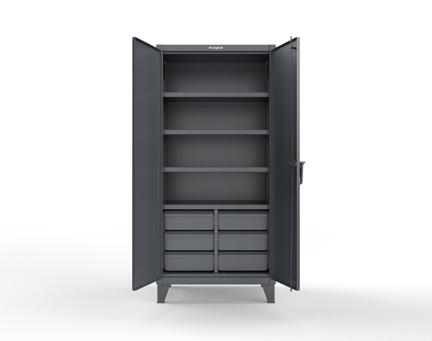Extreme Duty 12 GA Cabinet with 6 Half-Width Drawers, 4 Shelves - 36 In. W x 24 In. D x 78 In. H - 36-244-6/5DB-7024