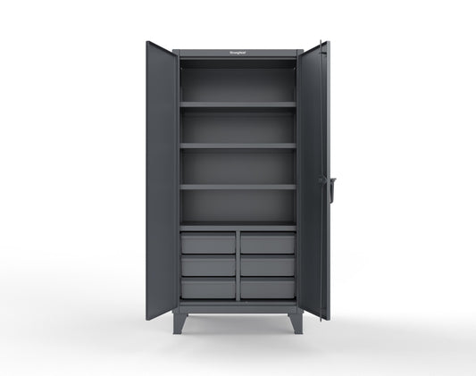 Extreme Duty 12 GA Cabinet with 6 Half-Width Drawers, 4 Shelves - 36 In. W x 24 In. D x 78 In. H - 36-244-6/5DB-7024