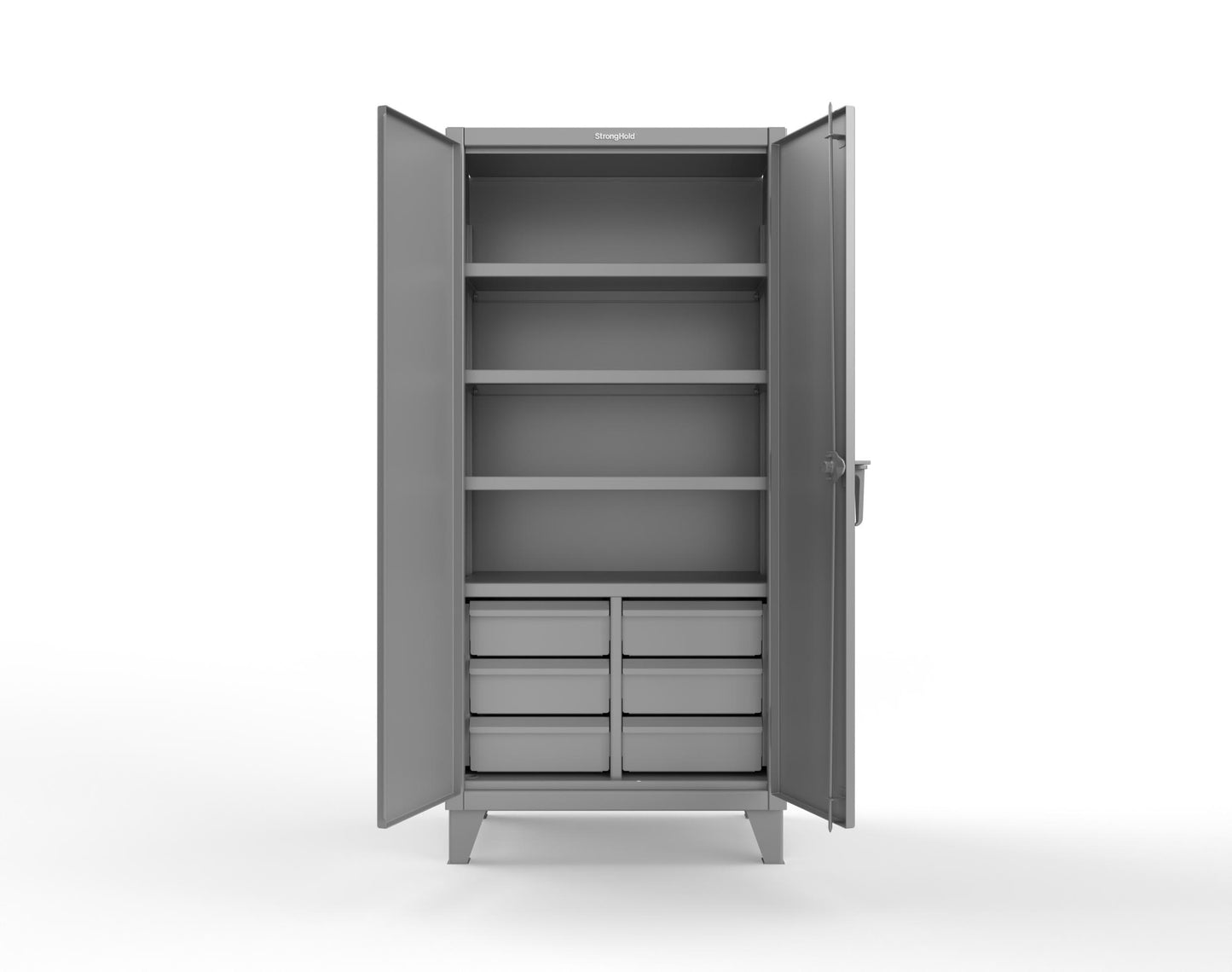 Extreme Duty 12 GA Cabinet with 6 Half-Width Drawers, 4 Shelves - 36 In. W x 24 In. D x 78 In. H - 36-244-6/5DB-7037