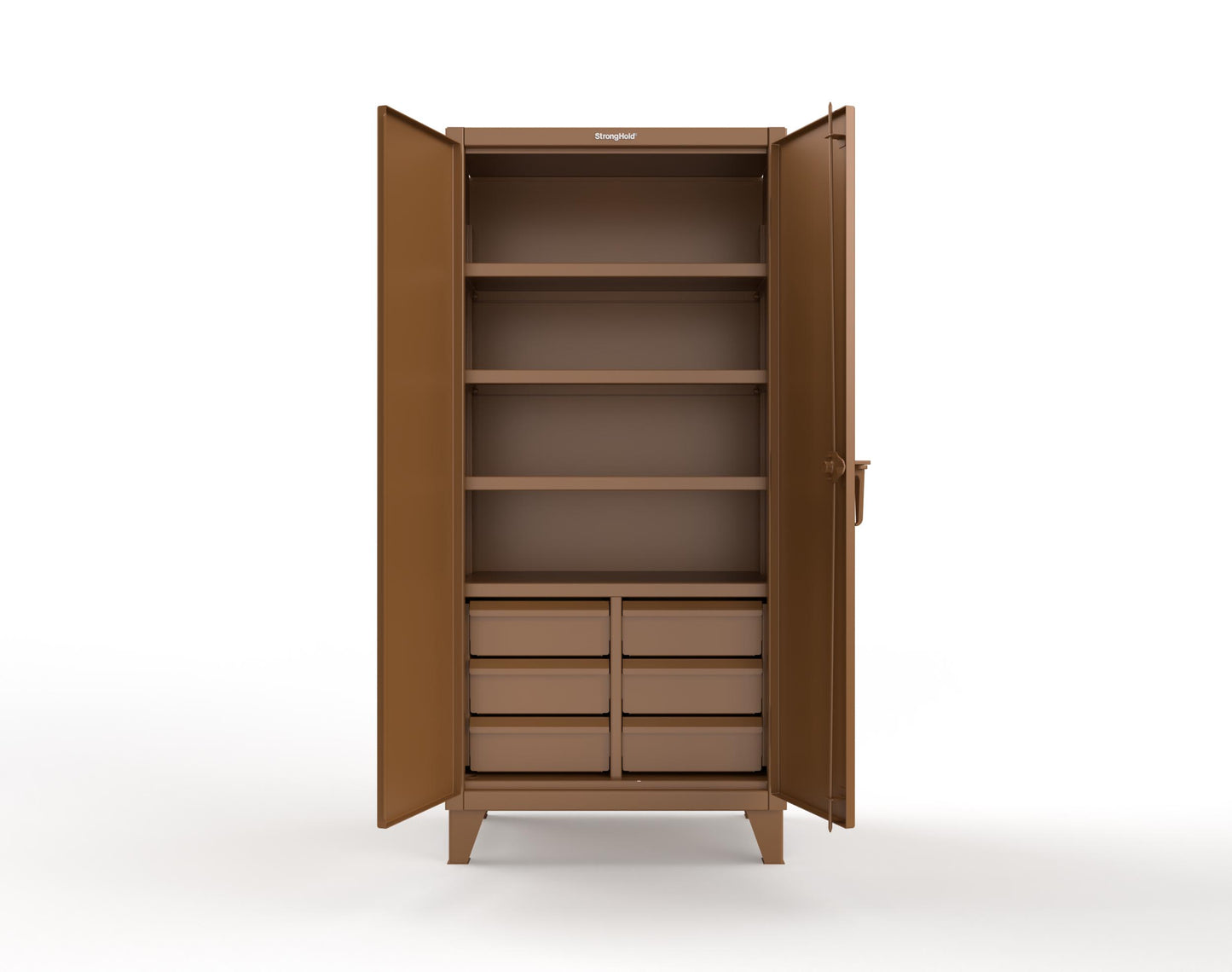 Extreme Duty 12 GA Cabinet with 6 Half-Width Drawers, 4 Shelves - 36 In. W x 24 In. D x 78 In. H - 36-244-6/5DB-8008