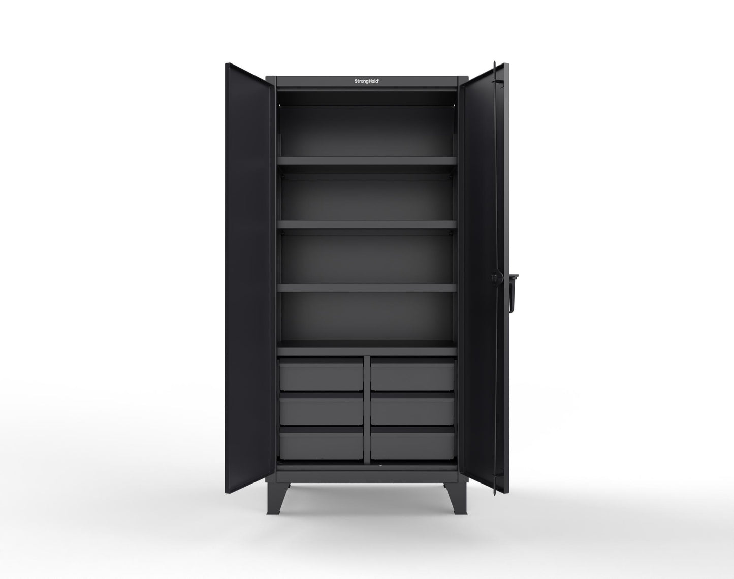 Extreme Duty 12 GA Cabinet with 6 Half-Width Drawers, 4 Shelves - 36 In. W x 24 In. D x 78 In. H - 36-244-6/5DB-9005