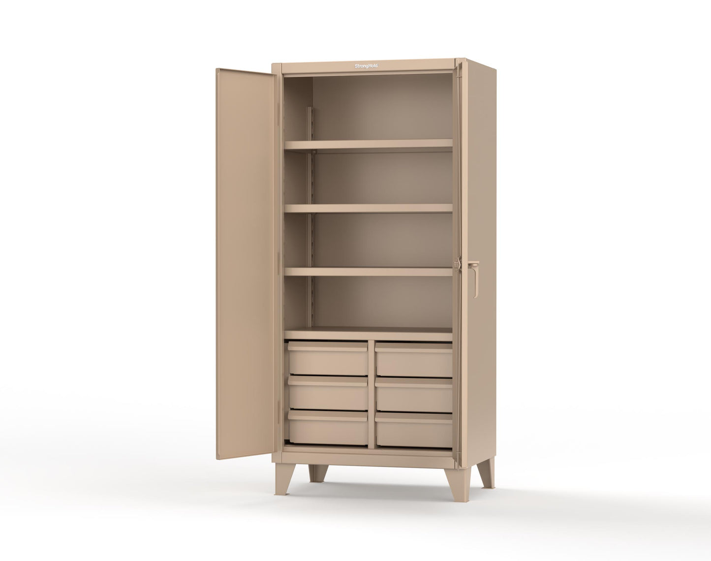 Extreme Duty 12 GA Cabinet with 6 Half-Width Drawers, 4 Shelves - 36 In. W x 24 In. D x 78 In. H - 36-244-6/5DB-1019