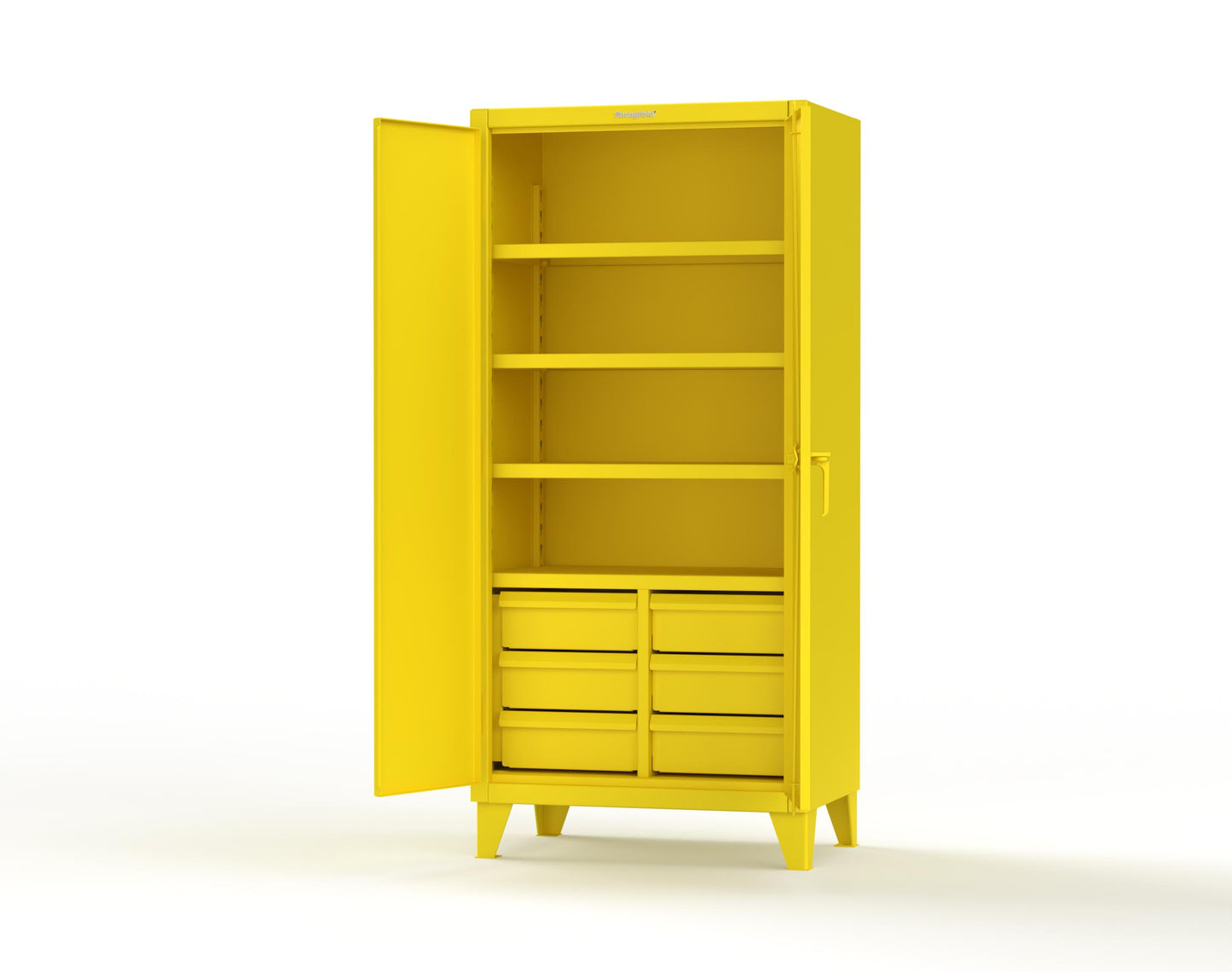 Extreme Duty 12 GA Cabinet with 6 Half-Width Drawers, 4 Shelves - 36 In. W x 24 In. D x 78 In. H - 36-244-6/5DB-1021