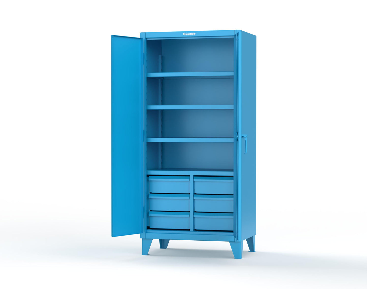 Extreme Duty 12 GA Cabinet with 6 Half-Width Drawers, 4 Shelves - 36 In. W x 24 In. D x 78 In. H - 36-244-6/5DB-5012