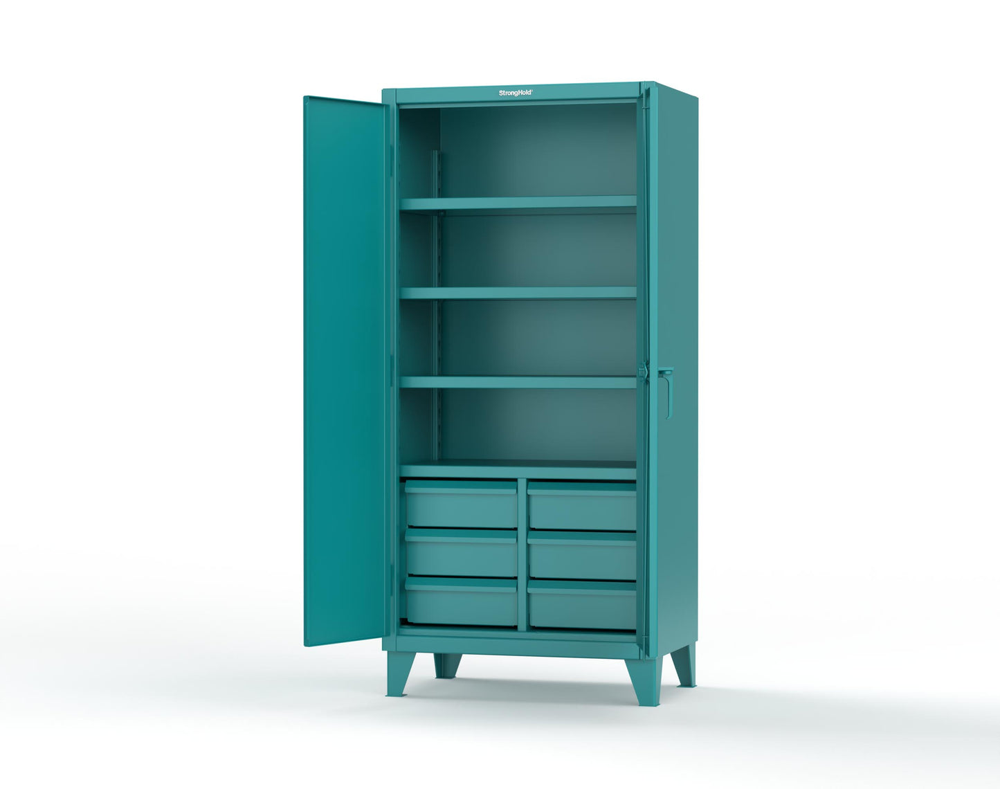 Extreme Duty 12 GA Cabinet with 6 Half-Width Drawers, 4 Shelves - 36 In. W x 24 In. D x 78 In. H - 36-244-6/5DB-5021