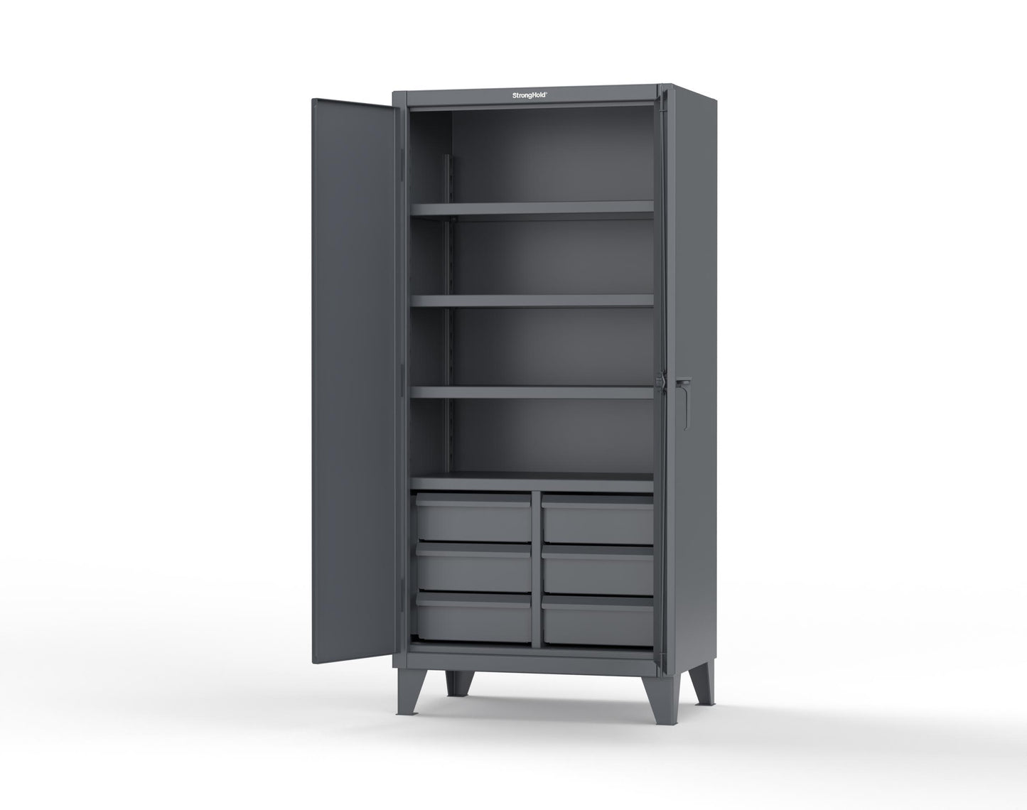 Extreme Duty 12 GA Cabinet with 6 Half-Width Drawers, 4 Shelves - 36 In. W x 24 In. D x 78 In. H - 36-244-6/5DB-7024