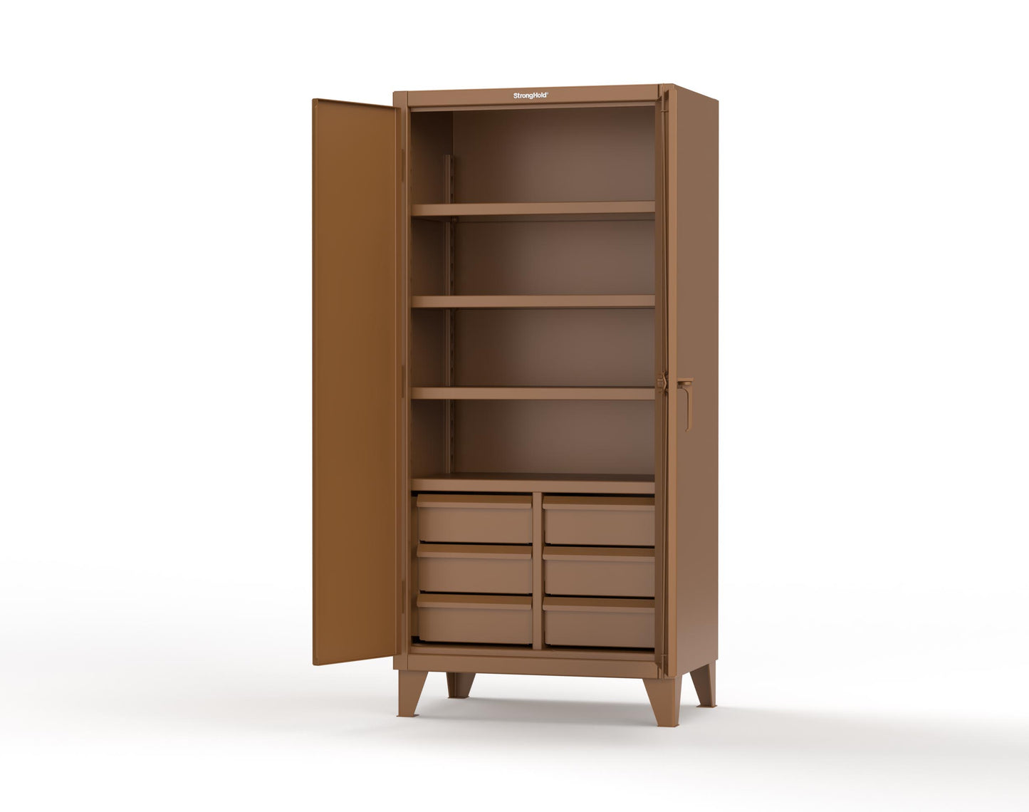 Extreme Duty 12 GA Cabinet with 6 Half-Width Drawers, 4 Shelves - 36 In. W x 24 In. D x 78 In. H - 36-244-6/5DB-8008