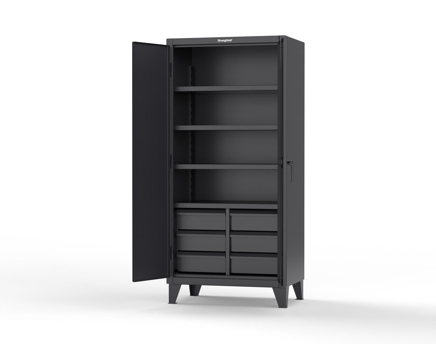 Extreme Duty 12 GA Cabinet with 6 Half-Width Drawers, 4 Shelves - 36 In. W x 24 In. D x 78 In. H - 36-244-6/5DB-9005