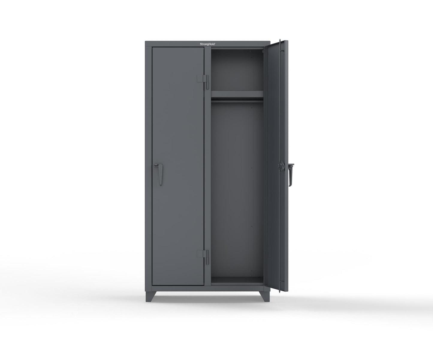 Extra Heavy Duty 14 GA Single-Tier Locker with Shelf and Hanger Rod, 2 Compartments - 36 in. W x 18 in. D x 75 in. H - 36-2D-18-1T-L-7024
