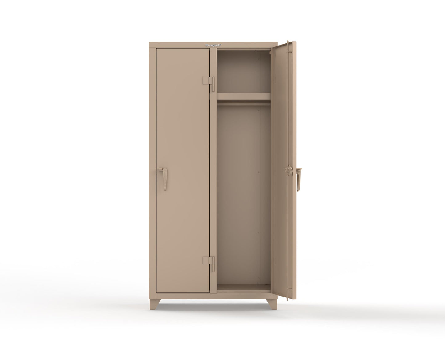 Extra Heavy Duty 14 GA Single-Tier Locker with Shelf and Hanger Rod, 2 Compartments - 36 in. W x 18 in. D x 75 in. H - 36-2D-18-1T-L-1019