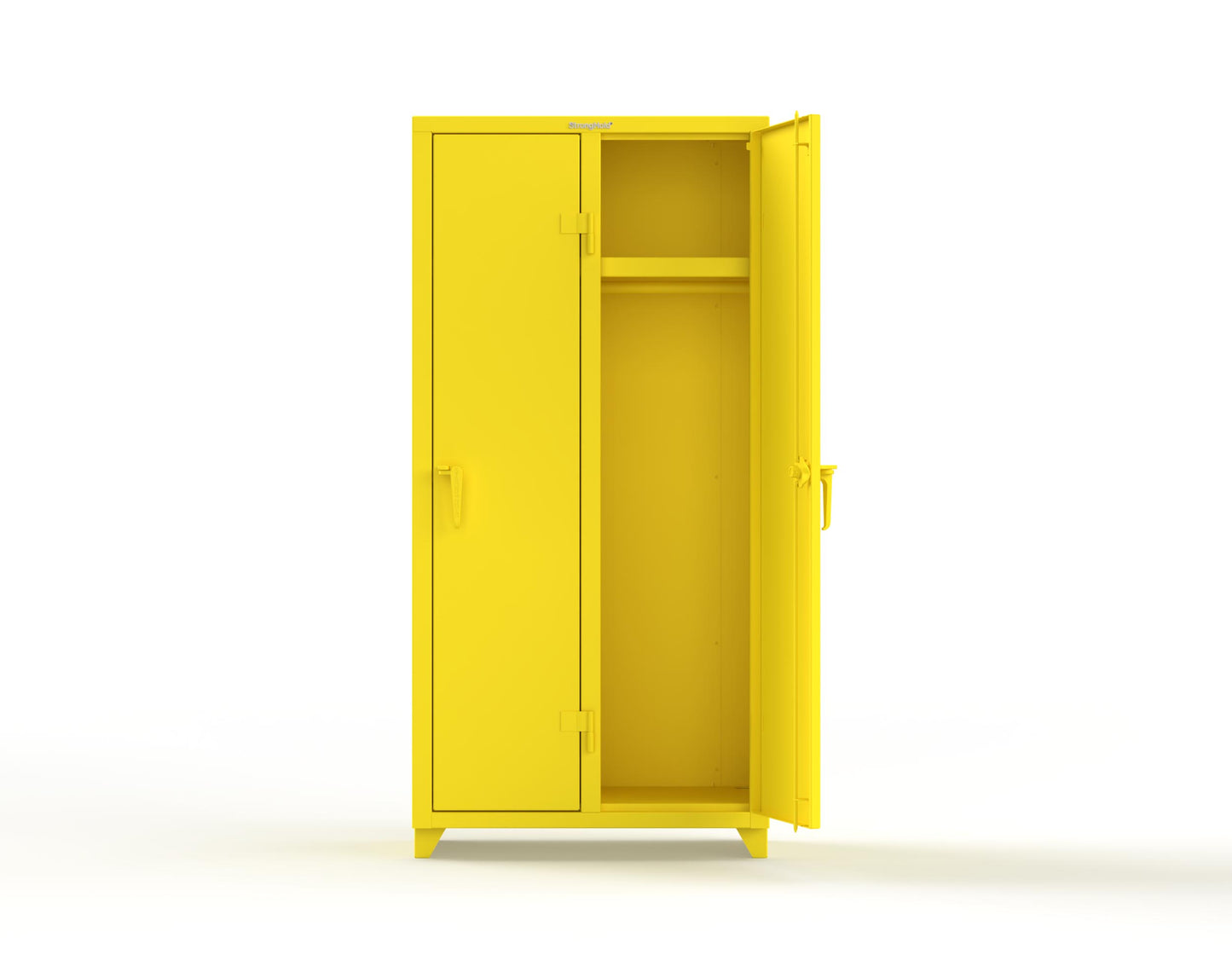 Extra Heavy Duty 14 GA Single-Tier Locker with Shelf and Hanger Rod, 2 Compartments - 36 in. W x 18 in. D x 75 in. H - 36-2D-18-1T-L-1021